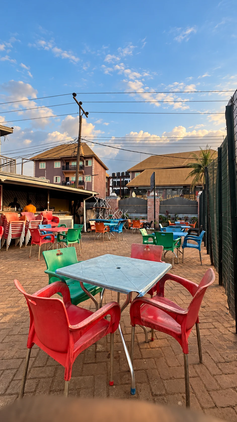 Open-air seating at the evening sit-out bar